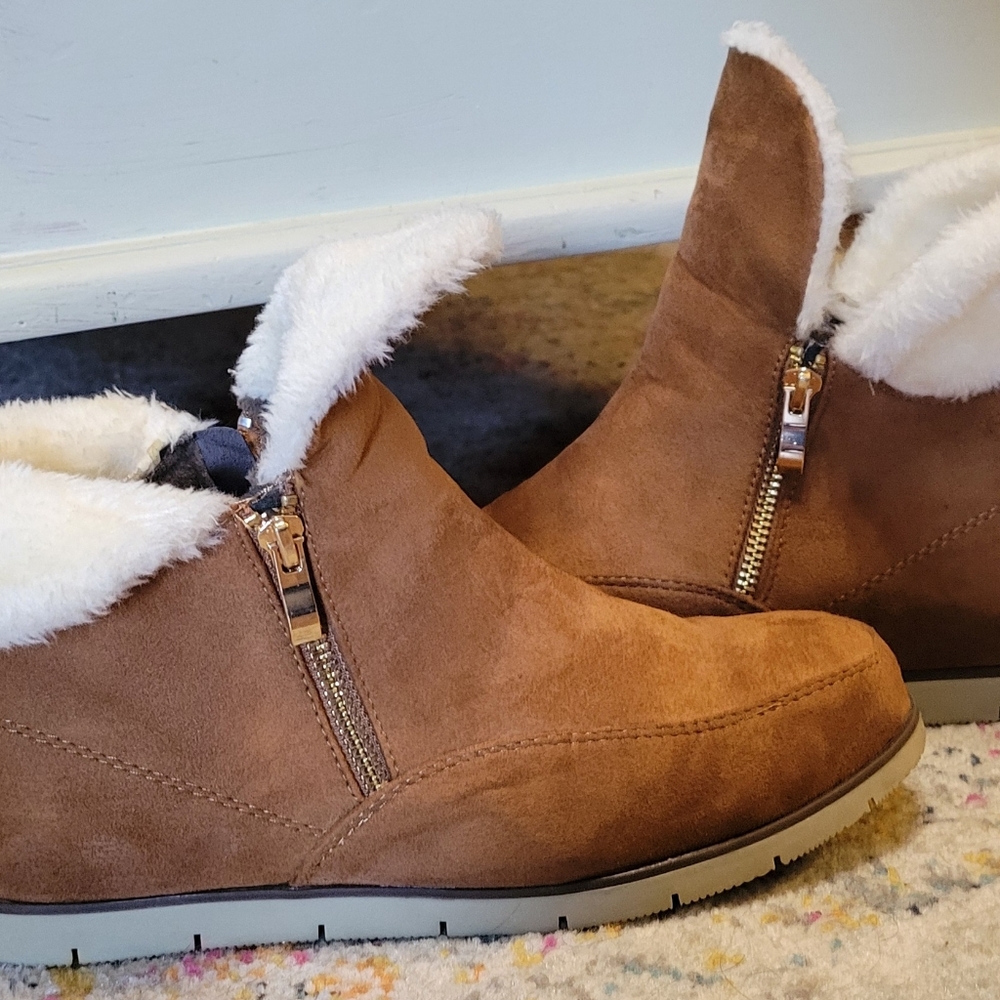 Lucita Camel Suede/Faux Fur Boutique Booties